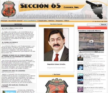 PAGINA OFICIAL DEL SINDICATO MINERO DE LA SECCION 65 DE CANANEA, SONORA